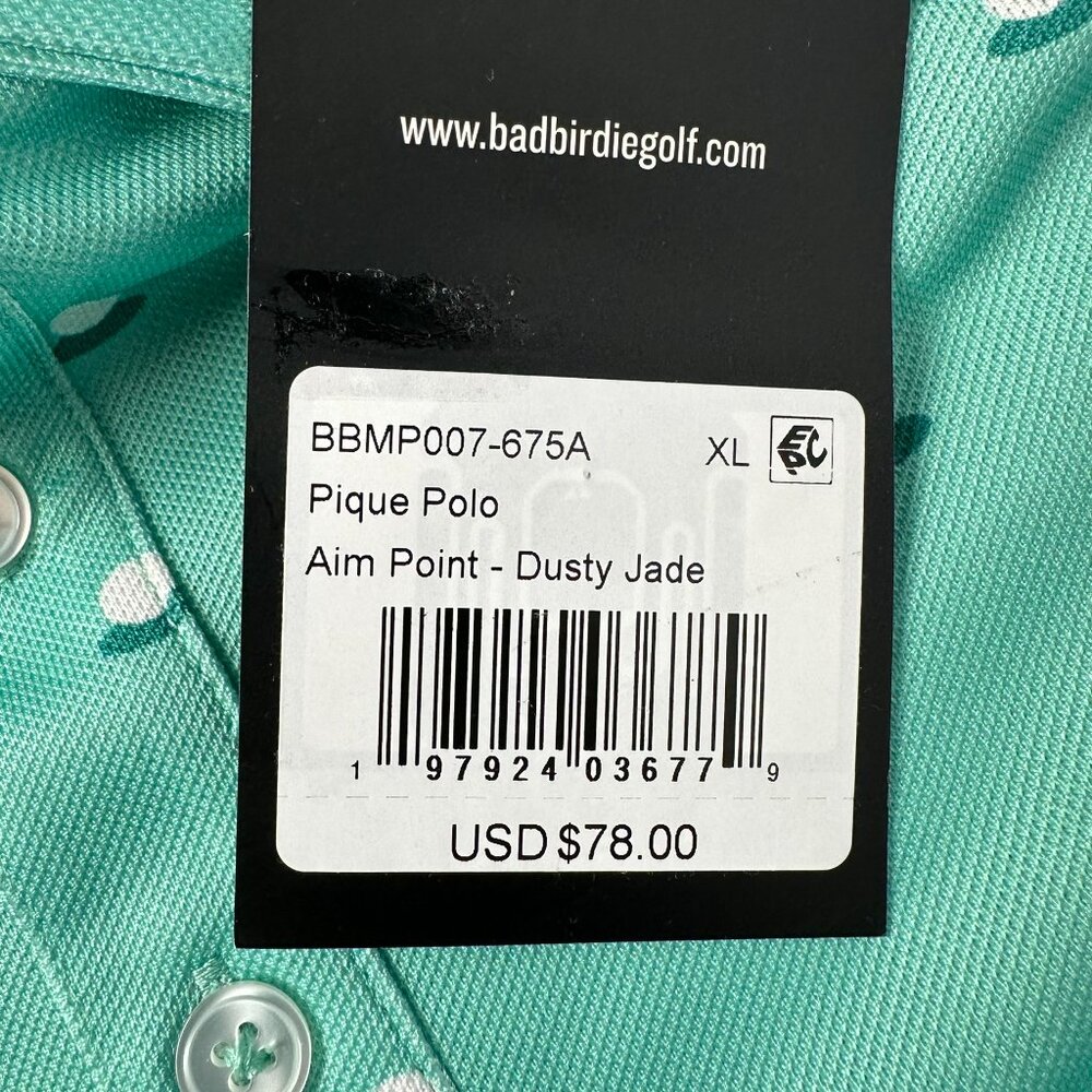 Bad Birdie Men's Aim Point Tech Performance Pique Polo, Size XL, Dusty Jade - Picture 9 of 13